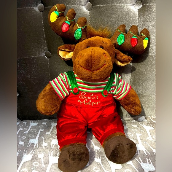 Build A Bear Santas Helper Moose Stuffed Animal Plush with Light Up Antl… - Picture 1 of 6